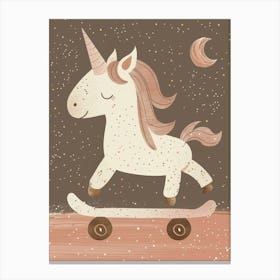 Unicorn On A Skateboard Muted Pastel 3 Canvas Print