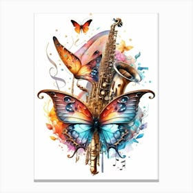 Saxophone And Butterfly Canvas Print