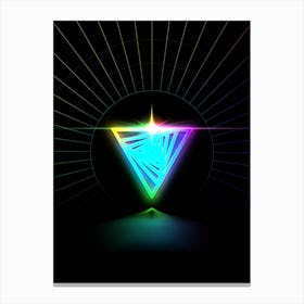 Neon Geometric Glyph in Candy Blue and Pink with Rainbow Sparkle on Black n.0298 Canvas Print