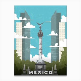 Mexico, Mexico — Retro travel minimalist poster Canvas Print