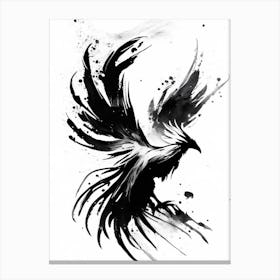 Phoenix Symbol 1 Black And White Painting Canvas Print