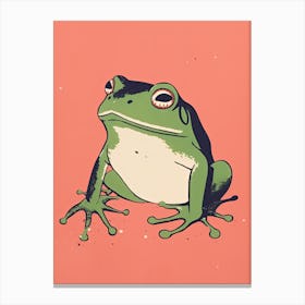 Frog Unimpressed, Matsumoto Hoji Inspired Japanese Green And Pink 6 Canvas Print