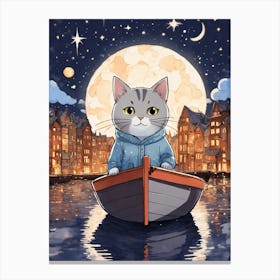 Cat In A Boat Canvas Print