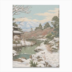Vintage Winter Illustration Nagano Japan 2 Canvas Print