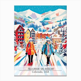 Telluride Ski Resort   Colorado Usa, Ski Resort Poster Illustration 1 Canvas Print