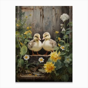 Ducklings At The Cottage 1 Canvas Print