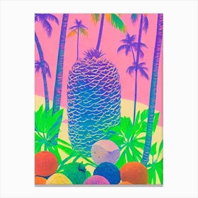 Coconut 1 Risograph Retro Poster Fruit Canvas Print