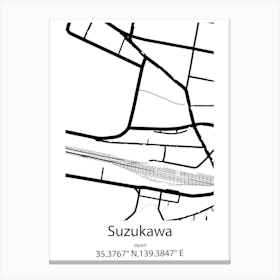 Suzukawa,Japan Minimalist Map Canvas Print