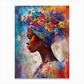 African Woman In Colorful Turban Canvas Print