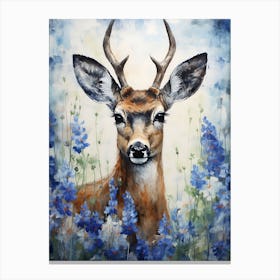 Deer In Bluebonnets 1 Canvas Print