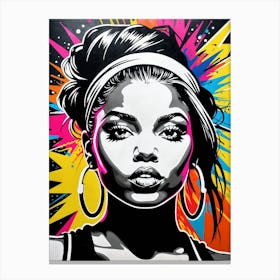 Graffiti Mural Of Beautiful Hip Hop Girl 25 Canvas Print