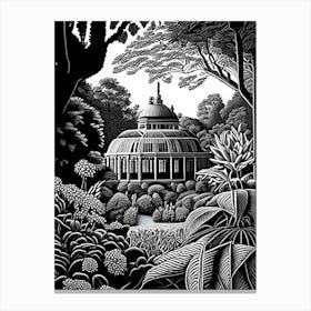 Fairmount Park Horticultural Center, 1, Usa Linocut Black And White Vintage Canvas Print