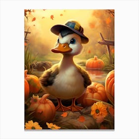 Pumpkin Cartoon Duckling 4 Canvas Print