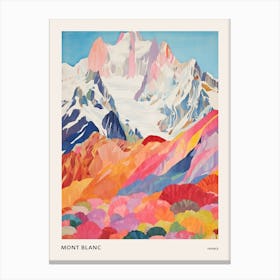 Mont Blanc France 2 Colourful Mountain Illustration Poster Canvas Print