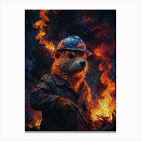 Polar Bear In Fire Canvas Print