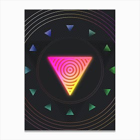 Neon Geometric Glyph in Pink and Yellow Circle Array on Black n.0167 Canvas Print