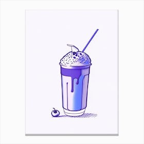 Blueberry Milkshake Dairy Food Minimal Line Drawing 4 Canvas Print