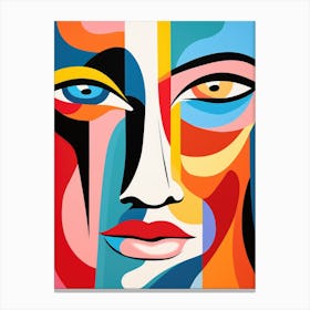 Face Of The Woman in Colorful Abstract Canvas Print