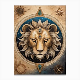 Astral Card Zodiac Leo Old Paper Painting (23) Canvas Print