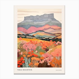 Table Mountain South Africa Colourful Mountain Illustration Poster Canvas Print