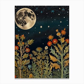 Moonlight In The Garden Style William Morris 1 Art Print 7 Canvas Print