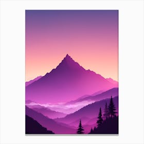 Misty Mountains Vertical Composition In Purple Tone 8 Canvas Print