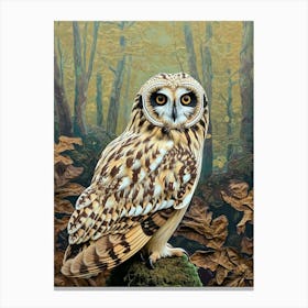 Short Eared Owl Relief Illustration 2 Canvas Print
