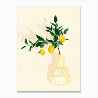  Lemon In Vase Canvas Print