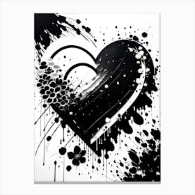 Black And White Heart 7 Canvas Print
