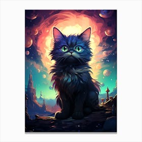 Black Cat In Space Canvas Print