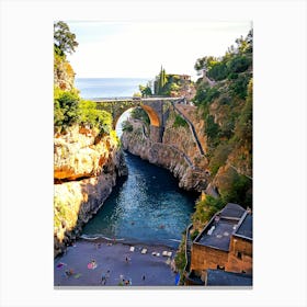 Furore Fjord, Hidden Gem In The Amalfi Coast, Salerno, Italy Canvas Print