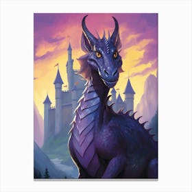 Dragon In Front Of Castle Canvas Print