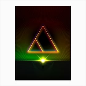 Neon Geometric Glyph in Watermelon Green and Red on Black n.0087 Canvas Print