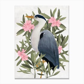 Heron and flowers Stampe su tela