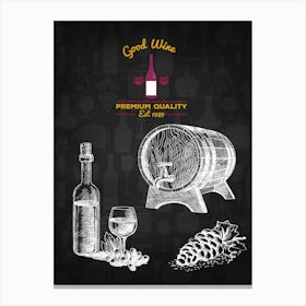 Good Wine — wine poster, kitchen poster, wine print Canvas Print