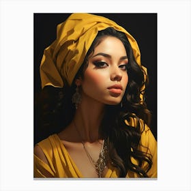 Portrait Of A Woman In Yellow Dress Canvas Print