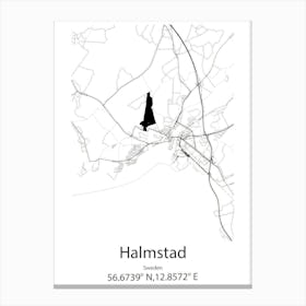 Halmstad,Sweden Minimalist Map Canvas Print