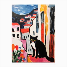 Painting Of A Cat In Matera Italy 2 Canvas Print