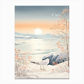 Winter Bird Painting Seagull 1 Canvas Print