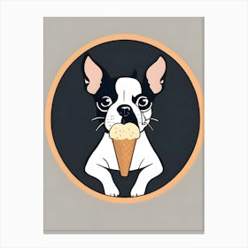 Boston Terrier Ice Cream Canvas Print