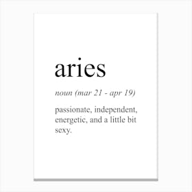 Aries Star Sign Definition Meaning Canvas Print