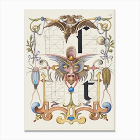 Guide For Constructing The Letters S And T From Mira Calligraphiae Monumenta, Joris Hoefnagel Canvas Print