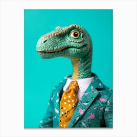 Toy Dinosaur In A Suit & Tie 2 Canvas Print