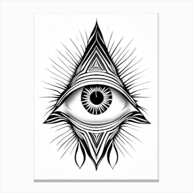 Transcendence, Symbol, Third Eye Simple Black & White Illustration 1 Canvas Print
