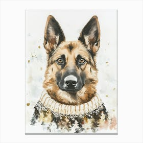 German Shepherd In Christmas Jumper Neutral Canvas Print