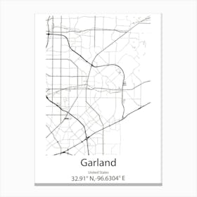 Garland,United States Minimalist Map Stampe su tela