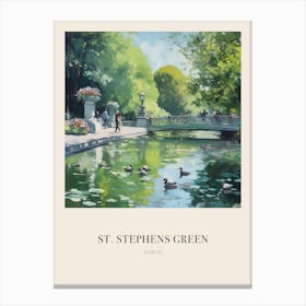St Stephens Green Dublin 4 Vintage Cezanne Inspired Poster Canvas Print
