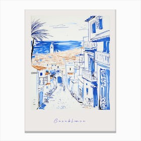 Casablanca Morocco 3 Mediterranean Blue Drawing Poster Canvas Print