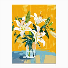 Lily Flowers On A Table   Contemporary Illustration 1 Canvas Print