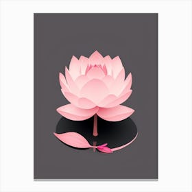 A Pink Lotus In Minimalist Style Vertical Composition 7 Canvas Print